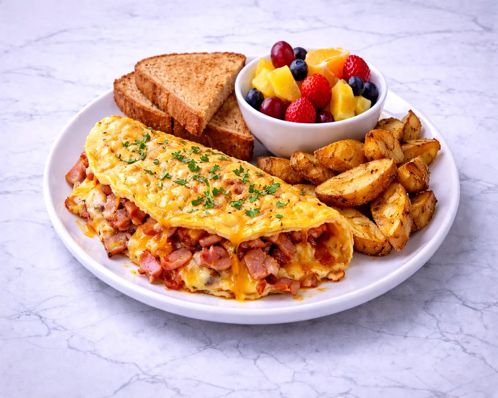 Meat lovers omelette with bacon and ham at ByWard Market Ottawa