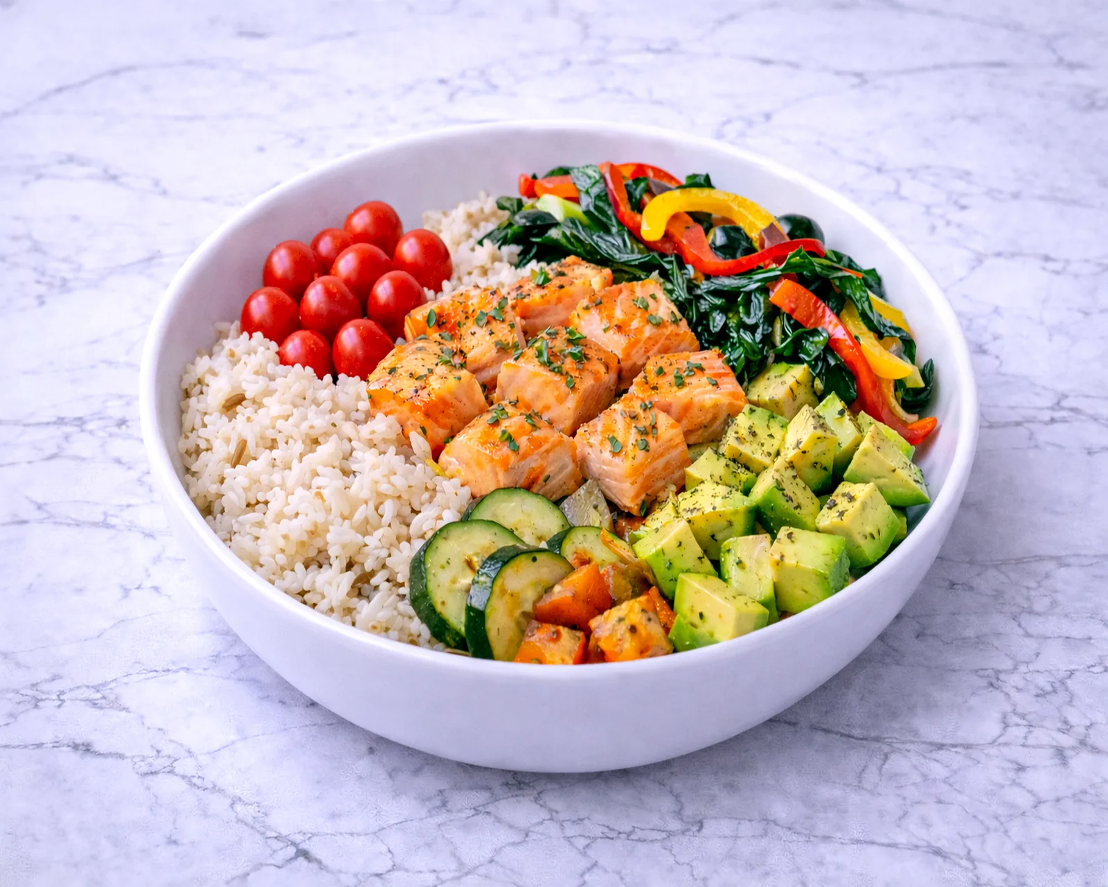 Healthy rice bowl with veggies and protein at ByWard Market Ottawa