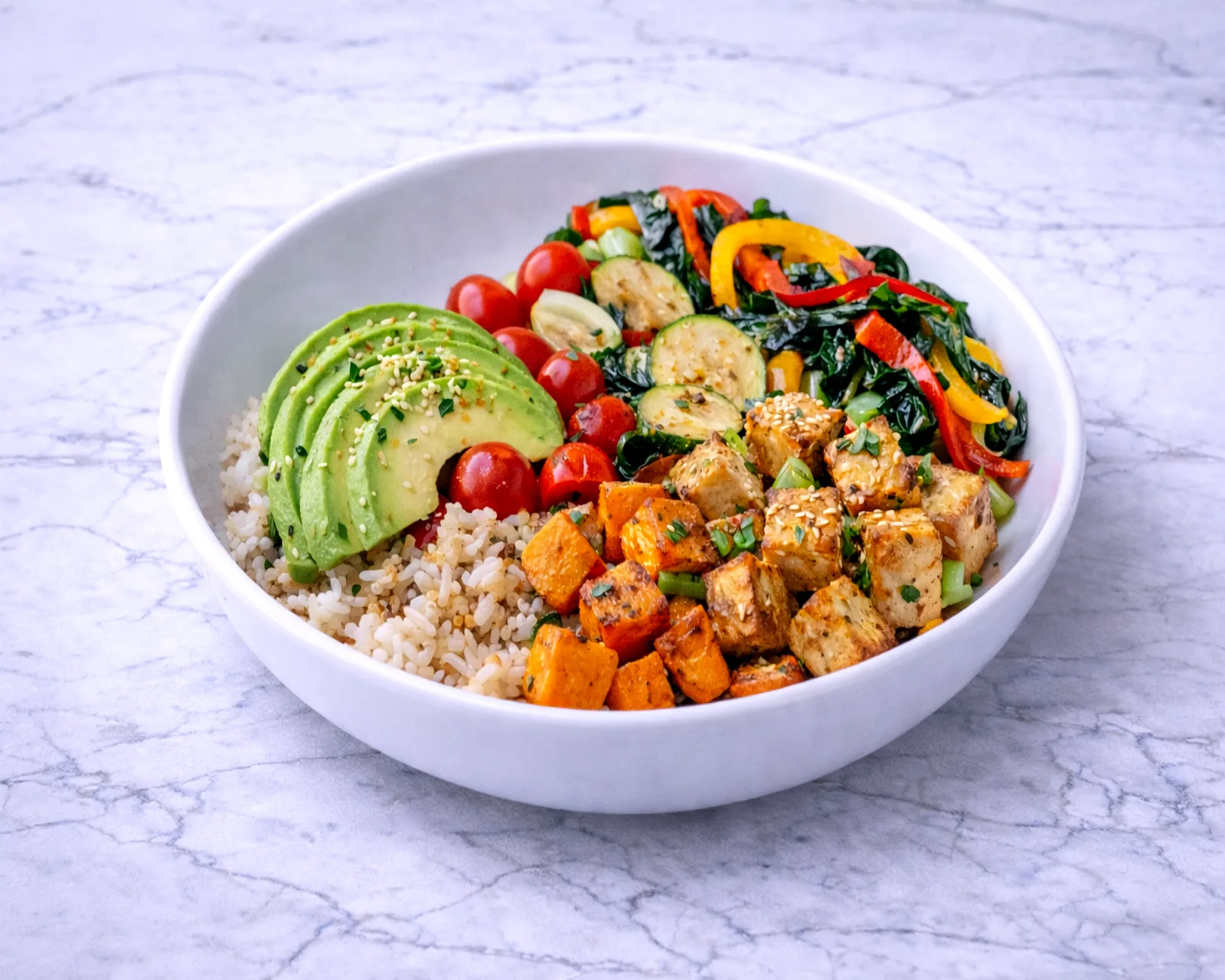 Vegan rice bowl with tofu and vegetables at ByWard Market Ottawa