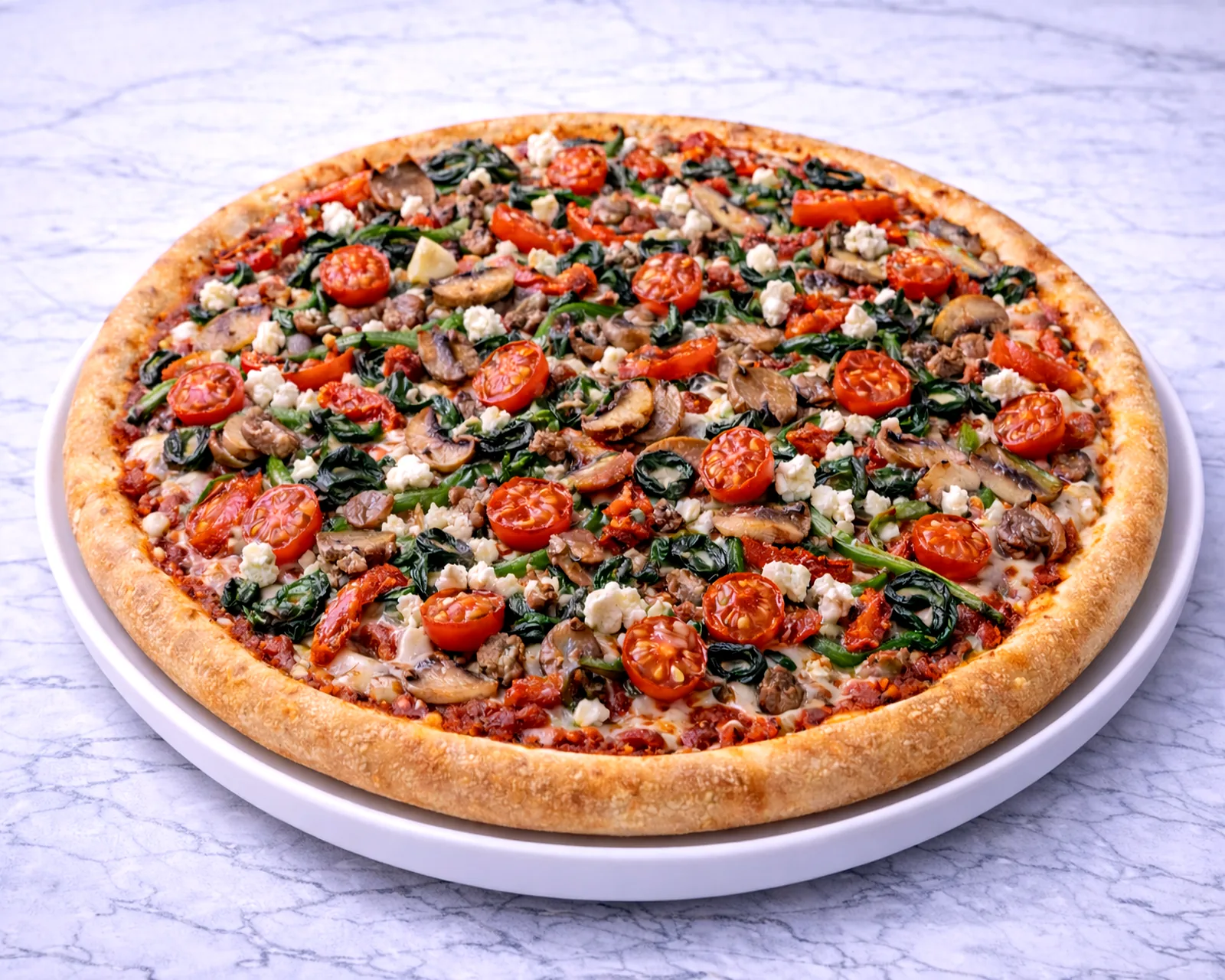 Vegetarian pizza with spinach and feta at ByWard Market Ottawa